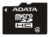 memory card ADATA, memory card ADATA microSDHC Class 4 16GB, ADATA memory card, ADATA microSDHC Class 4 16GB memory card, memory stick ADATA, ADATA memory stick, ADATA microSDHC Class 4 16GB, ADATA microSDHC Class 4 16GB specifications, ADATA microSDHC Class 4 16GB