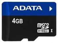memory card ADATA, memory card ADATA microSDHC UHS-I 4GB + microReader V3, ADATA memory card, ADATA microSDHC UHS-I 4GB + microReader V3 memory card, memory stick ADATA, ADATA memory stick, ADATA microSDHC UHS-I 4GB + microReader V3, ADATA microSDHC UHS-I 4GB + microReader V3 specifications, ADATA microSDHC UHS-I 4GB + microReader V3