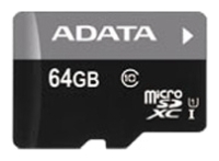 memory card ADATA, memory card ADATA Premier microSDXC Class 10 UHS-I U1 64GB + SD adapter, ADATA memory card, ADATA Premier microSDXC Class 10 UHS-I U1 64GB + SD adapter memory card, memory stick ADATA, ADATA memory stick, ADATA Premier microSDXC Class 10 UHS-I U1 64GB + SD adapter, ADATA Premier microSDXC Class 10 UHS-I U1 64GB + SD adapter specifications, ADATA Premier microSDXC Class 10 UHS-I U1 64GB + SD adapter