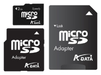 memory card ADATA, memory card ADATA Speedy microSD 2GB +2 adapters, ADATA memory card, ADATA Speedy microSD 2GB +2 adapters memory card, memory stick ADATA, ADATA memory stick, ADATA Speedy microSD 2GB +2 adapters, ADATA Speedy microSD 2GB +2 adapters specifications, ADATA Speedy microSD 2GB +2 adapters