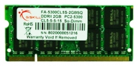 memory module G.SKILL, memory module G.SKILL FA-5300CL5S-2GBSQ, G.SKILL memory module, G.SKILL FA-5300CL5S-2GBSQ memory module, G.SKILL FA-5300CL5S-2GBSQ ddr, G.SKILL FA-5300CL5S-2GBSQ specifications, G.SKILL FA-5300CL5S-2GBSQ, specifications G.SKILL FA-5300CL5S-2GBSQ, G.SKILL FA-5300CL5S-2GBSQ specification, sdram G.SKILL, G.SKILL sdram