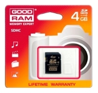 memory card GoodRAM, memory card GoodRAM SDC4GHC6GRR9, GoodRAM memory card, GoodRAM SDC4GHC6GRR9 memory card, memory stick GoodRAM, GoodRAM memory stick, GoodRAM SDC4GHC6GRR9, GoodRAM SDC4GHC6GRR9 specifications, GoodRAM SDC4GHC6GRR9