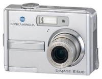 Konica Minolta DiMAGE E500 digital camera, Konica Minolta DiMAGE E500 camera, Konica Minolta DiMAGE E500 photo camera, Konica Minolta DiMAGE E500 specs, Konica Minolta DiMAGE E500 reviews, Konica Minolta DiMAGE E500 specifications, Konica Minolta DiMAGE E500