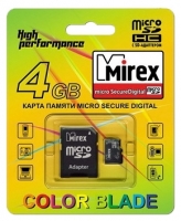 memory card Mirex, memory card Mirex microSDHC Class 4 4GB + SD adapter, Mirex memory card, Mirex microSDHC Class 4 4GB + SD adapter memory card, memory stick Mirex, Mirex memory stick, Mirex microSDHC Class 4 4GB + SD adapter, Mirex microSDHC Class 4 4GB + SD adapter specifications, Mirex microSDHC Class 4 4GB + SD adapter