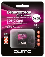 memory card Qumo, memory card Qumo Overdrive Extreme SDHC Class 10 UHS-I U1 32GB, Qumo memory card, Qumo Overdrive Extreme SDHC Class 10 UHS-I U1 32GB memory card, memory stick Qumo, Qumo memory stick, Qumo Overdrive Extreme SDHC Class 10 UHS-I U1 32GB, Qumo Overdrive Extreme SDHC Class 10 UHS-I U1 32GB specifications, Qumo Overdrive Extreme SDHC Class 10 UHS-I U1 32GB