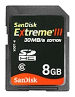 memory card Sandisk, memory card Sandisk Extreme III 30MB/s Edition SDHC 8Gb, Sandisk memory card, Sandisk Extreme III 30MB/s Edition SDHC 8Gb memory card, memory stick Sandisk, Sandisk memory stick, Sandisk Extreme III 30MB/s Edition SDHC 8Gb, Sandisk Extreme III 30MB/s Edition SDHC 8Gb specifications, Sandisk Extreme III 30MB/s Edition SDHC 8Gb