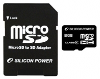 memory card Silicon Power, memory card Silicon Power micro SDHC Card 8GB Class 4 + SD adapter, Silicon Power memory card, Silicon Power micro SDHC Card 8GB Class 4 + SD adapter memory card, memory stick Silicon Power, Silicon Power memory stick, Silicon Power micro SDHC Card 8GB Class 4 + SD adapter, Silicon Power micro SDHC Card 8GB Class 4 + SD adapter specifications, Silicon Power micro SDHC Card 8GB Class 4 + SD adapter