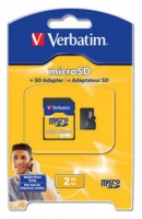 memory card Verbatim, memory card Verbatim microSD 2GB + SD adapter, Verbatim memory card, Verbatim microSD 2GB + SD adapter memory card, memory stick Verbatim, Verbatim memory stick, Verbatim microSD 2GB + SD adapter, Verbatim microSD 2GB + SD adapter specifications, Verbatim microSD 2GB + SD adapter